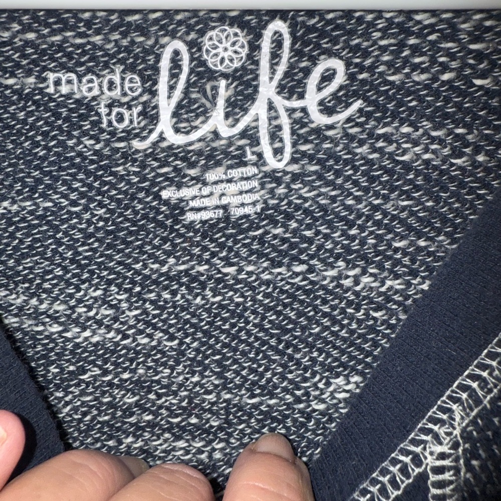 Made for Life Blue and White Knit Top